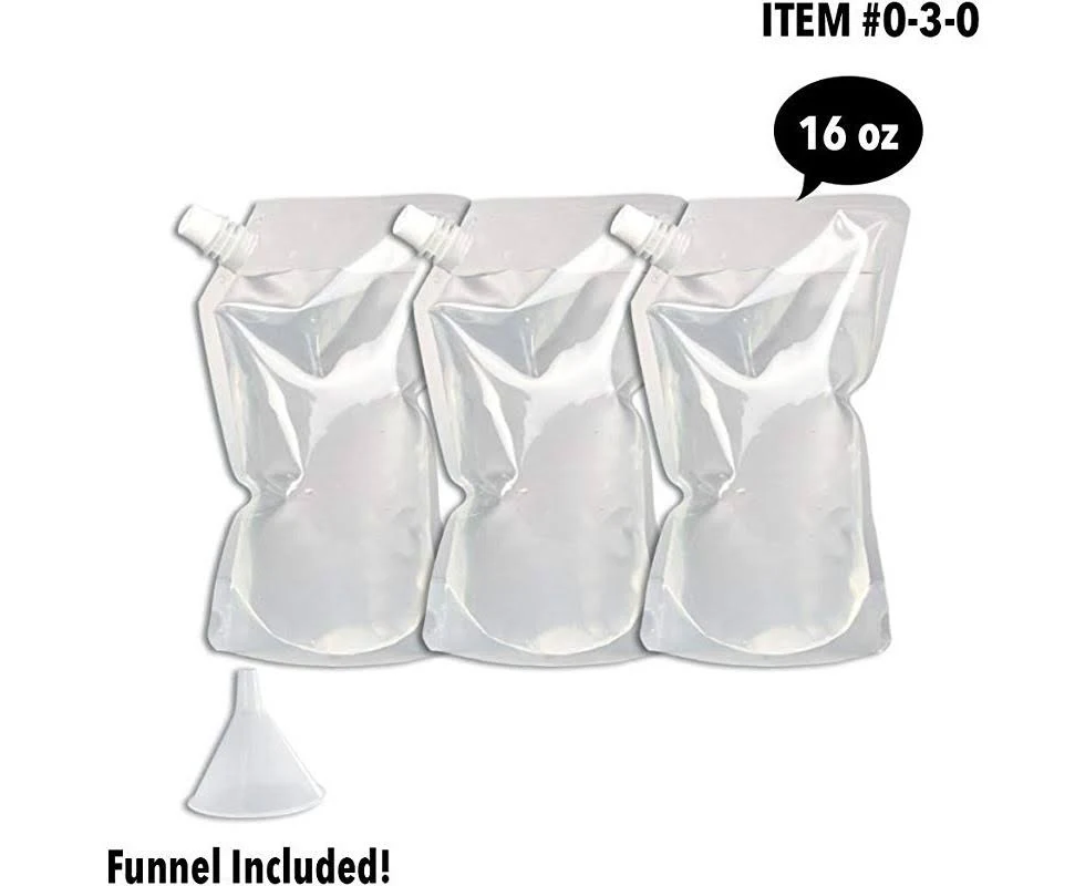 Concealable And Reusable Cruise Flask Kit - Sneak Drinks Anywhere -3 x 16 oz + 1 funnel