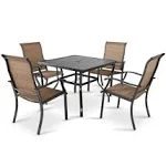 Outdoor 5-Piece Dining Set, Textilene Fabric, Powder-coated Iron Frame