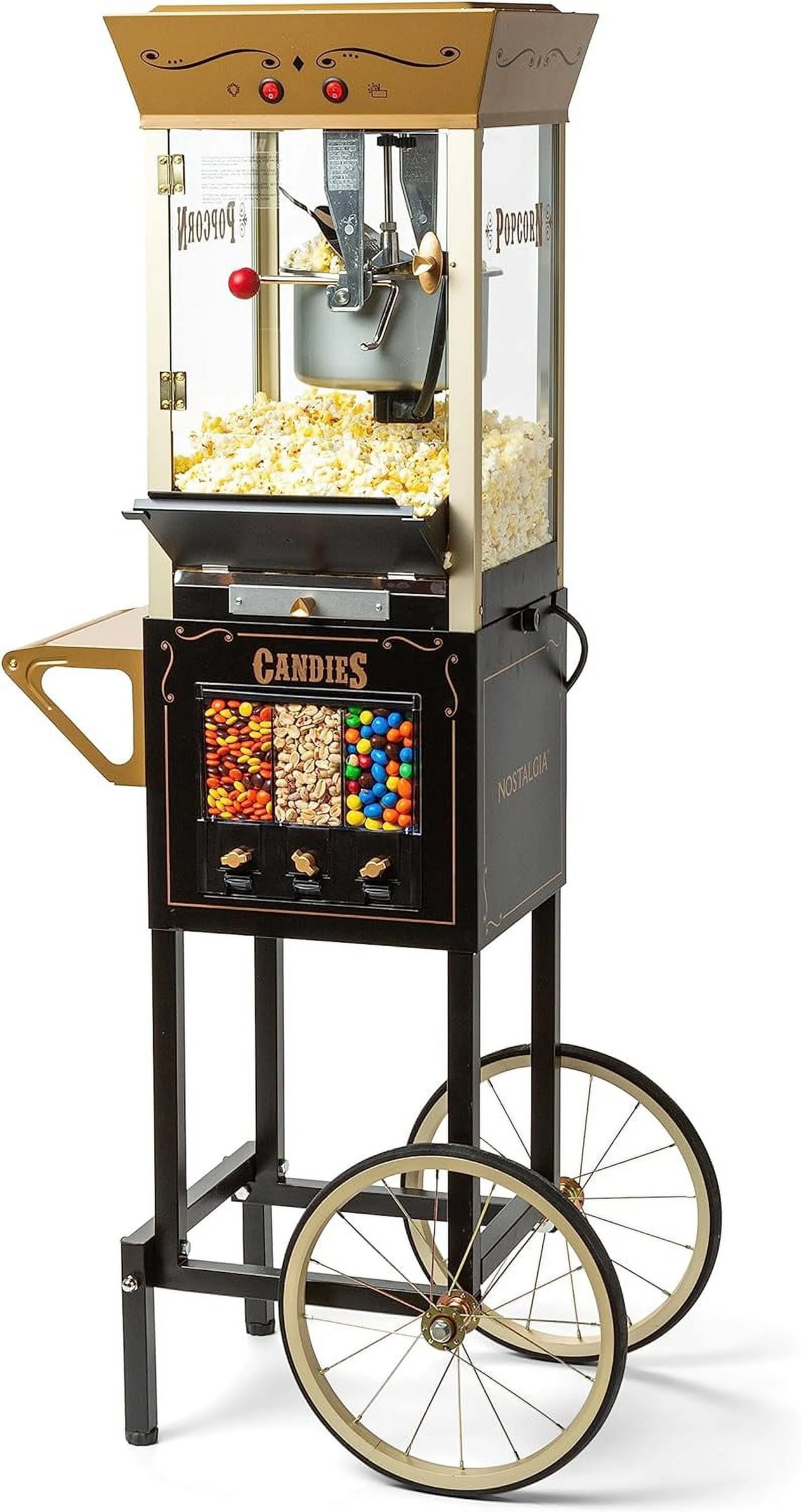 Nostalgia 8 oz Candy Snack Dispensing Popcorn Cart - Black