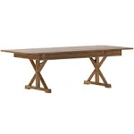 Flash Furniture XA-F-96X40-XLEGS-GG 8 x 40&amp;amp;quot; Rectangular Antique Rustic Solid Pine Folding Farmhouse Table with X Legs