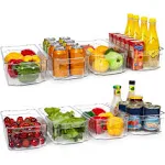 HOOJO Refrigerator Organizer Bins - 8pcs Clear Plastic Bins for Fridge, Freezer, Kitchen Cabinet, Pantry Organization, BPA