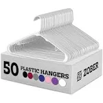 Standard Plastic Hangers White (50 Pack) Durable Tubular Shirt Hanger Ideal for