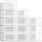 Large 12 Pack Shoe Storage Box, Clear Plastic Stackable Shoe Organizer for Cl...