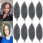 Marley Hair 12 inch 8 Packs Pre Separated Springy Afro Twist Hair T Gray Marley Twist Braiding Hair for Faux Locs Croche