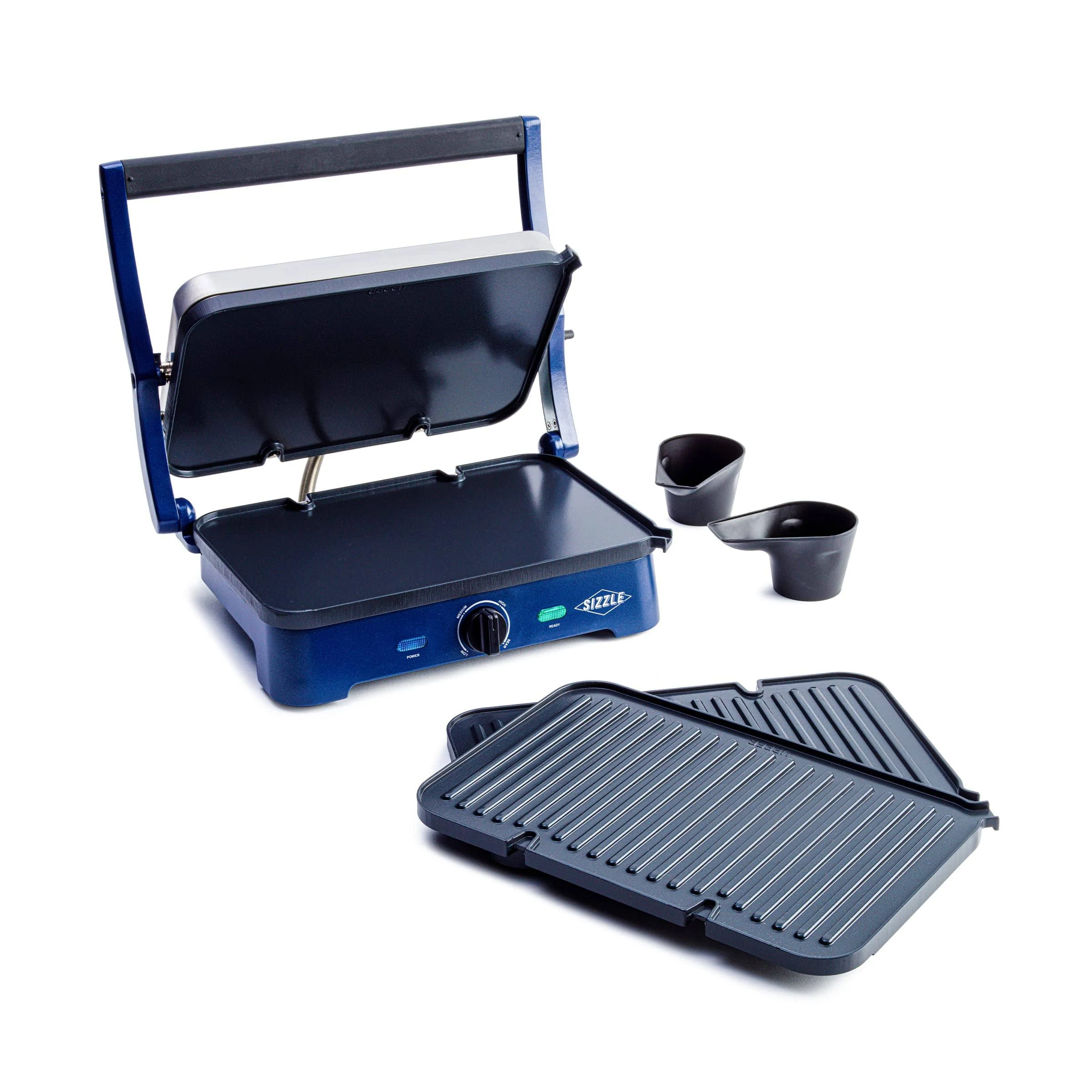 Blue Diamond Ceramic Nonstick, Electric Contact Sizzle Griddle, Open Flat Design