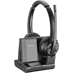 Plantronics - Savi 8220 Office Wireless DECT Headset (Poly) - Dual Ear (Stereo) - Compatible to connect to PC/Mac or to Cell Phone via Bluetooth - Works with Teams (Certified), Zoom,Black