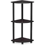 Furinno Turn-N-Tube Wood 3-Tier Corner Display Rack in Dark Walnut