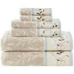 Madison Park Blue Serene Embroidered Cotton Jacquard 6 Piece Towel Set