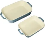 Staub Ceramic 2-pc Rectangular Baking Dish Set, Rustic Turquoise