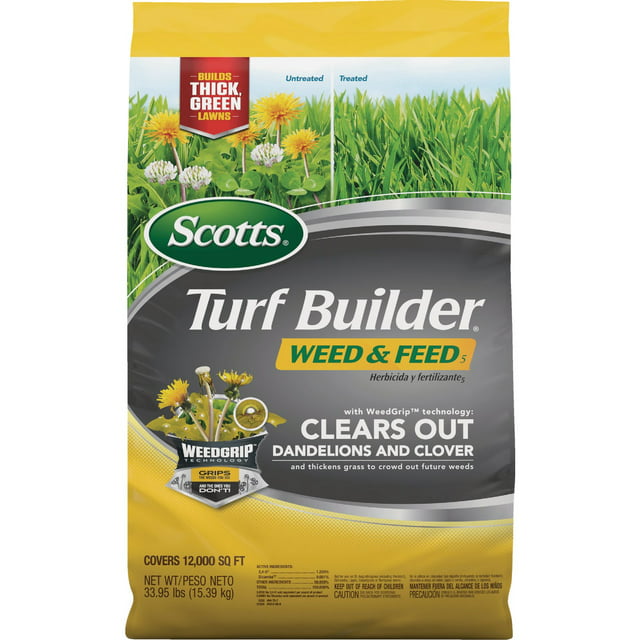 Scotts Turf Builder Weed & Feed Lawn Fertilizer For Multiple Grass Types 12000 sq ft