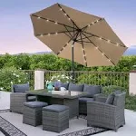 Best Choice Products Solar LED Lighted Patio Umbrella, Tan