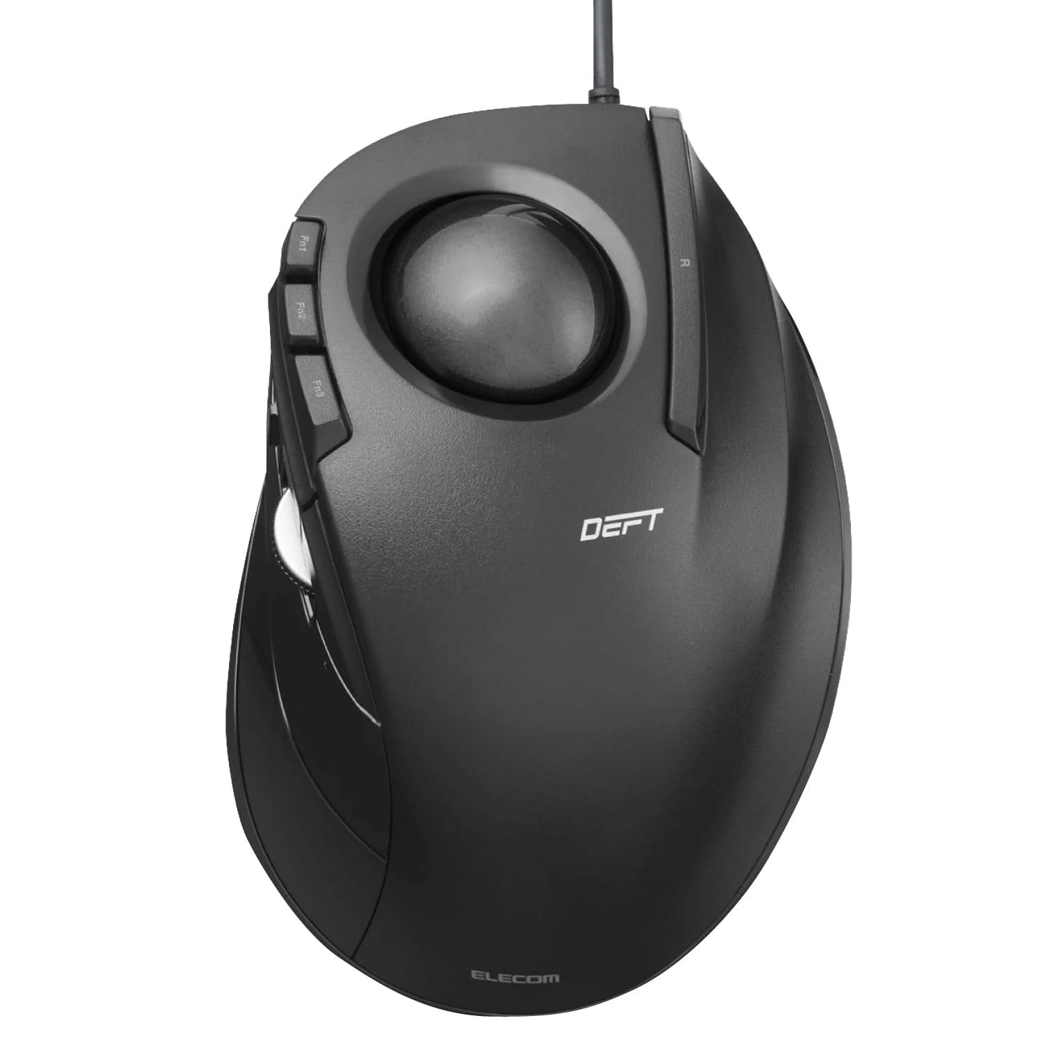 ELECOM DEFT Trackball Mouse, Wired, Finger Control, 8-Button Function with Smooth Tracking, Ergonomic Design, Windows11, macOS (M-DT2URBK)