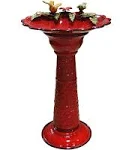 Benzara Alpine Red Metal Birdbath ALP-ORS112RD