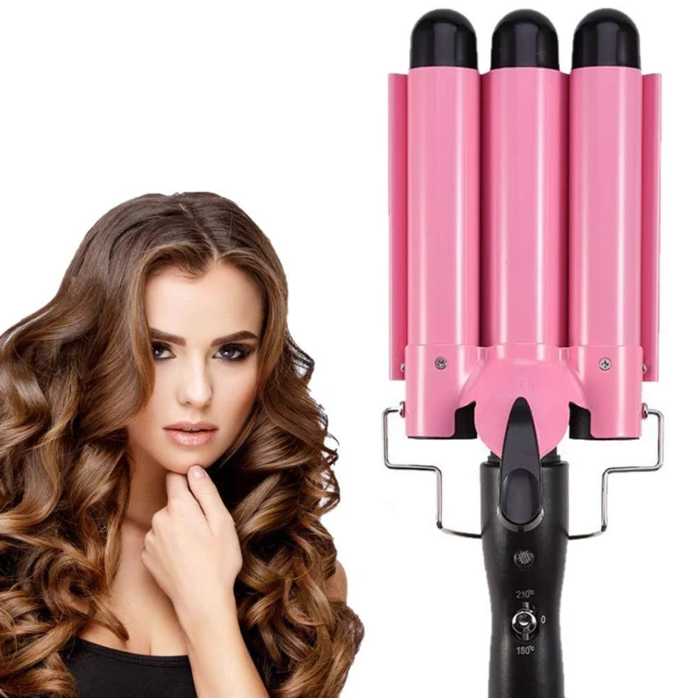 Modvica 3 Barrel Curling Iron Wand 26mm Hair Waver Temperature Adjustable Ceramic ...