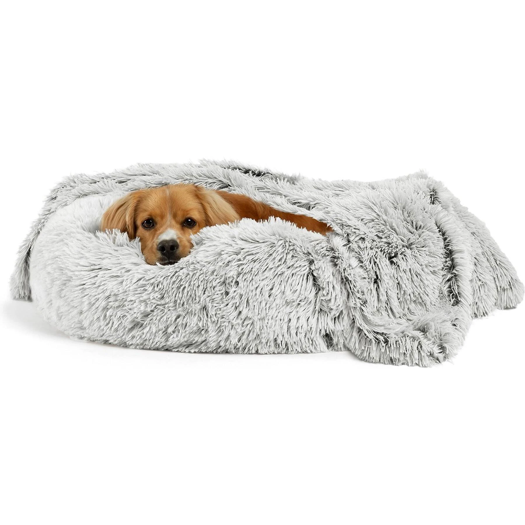 Best Friends by Sheri The Original Calming Donut Dog Bed & Throw Dog Blanket, Frost