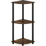 Furinno Turn-N-Tube 3-Tier Corner Display Rack Multipurpose Shelving Unit Amber Pine & Black