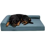 FurHaven Paw-Quilted Orthopedic Deluxe L-Chaise Dog Bed, Jumbo, Bluestone