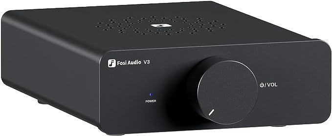 Fosi Audio V3 Mini Amplifier, 300 W x 2 Stereo Amplifier Hi-Fi with TPA3255 Amp Chip & Interchangeable Op-Amps, Innovative Heat Dissipation Design, Audio Amplifier Class D with Volume Control, Power