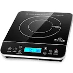 Duxtop Portable Induction Cooktop, 1800 Watts, Silver 9600LS/BT-200DZ & Professional Stainless Steel Sauce Pan with Lid, Kitchen Cookware, Induction Pot with Impact-bonded Base Technology, 2.5 Quart