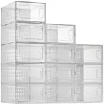 SESENO 12 Pack Shoe Storage Boxes, Clear Plastic Stackable Shoe Organizer Bins