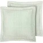 Laura Ashley Home - Euro Sham Set, Smooth Cotton Shams with Envelope Closure, Lightweight & Stylish Home Decor (Ticking Stripe Green, 2 Piece)