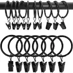 AMZSEVEN 40 Pack Metal Curtain Rings with Clips