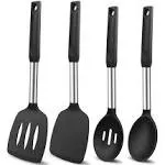 Silicone Cooking Spatulas and Spoons, 4 Pack Heat Resistant Silicone Cooking