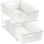 SimpleHouseware 2 Tier Organizer Tray Pull-Out Sliding Drawer/Under-Sink Storage, White