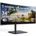 AOpen 34HC5CUR Pbmiiphx 34" 1500R Curved Zero-Frame UWQHD (3440 x 1440) VA Gaming Monitor AMD FreeSync Premium Technology Up to 144Hz 1ms 21:9 2 x