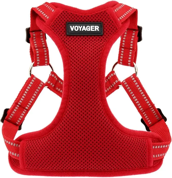 Best Pet Supplies Voyager Adjustable Dog Vest Harness Breathable No Pull Harness for Small, Medium, Large Dogs, Heavy Duty Harness for Walking, Jogging, Easy Step-in, Reflective Stripes - (Red), S