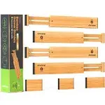 ANTOWIN Bamboo Drawer Dividers, Expandable Drawer Organisers, Adjustable Spring Loaded Kitchen Utensil Drawer, Clothes, Tools Bathroom, Baby Drawer