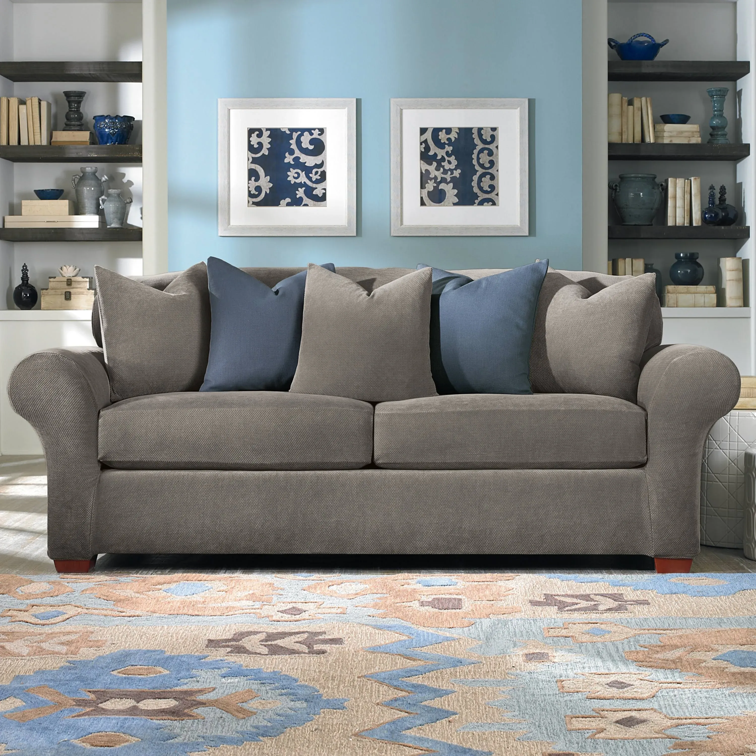 Sure Fit Stretch Pique 3-Piece Sofa Slipcover, Flannel Gray