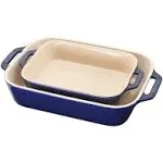 Staub Ceramic 2 Piece Rectangular Baking Dish Set, Rustic Red