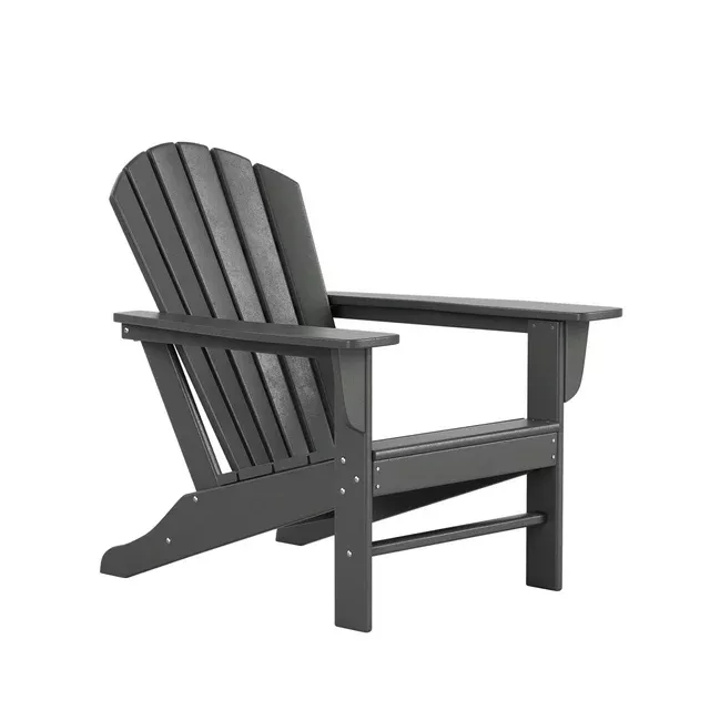 WestinTrends Dylan Adirondack Chair, All Weather Resistant Poly Lumber Outdoor Patio Chairs, Seashell Slat Curved Back, Widen Seat Armrest, Color Stay, Imitation Wood Texture, Dark Brown