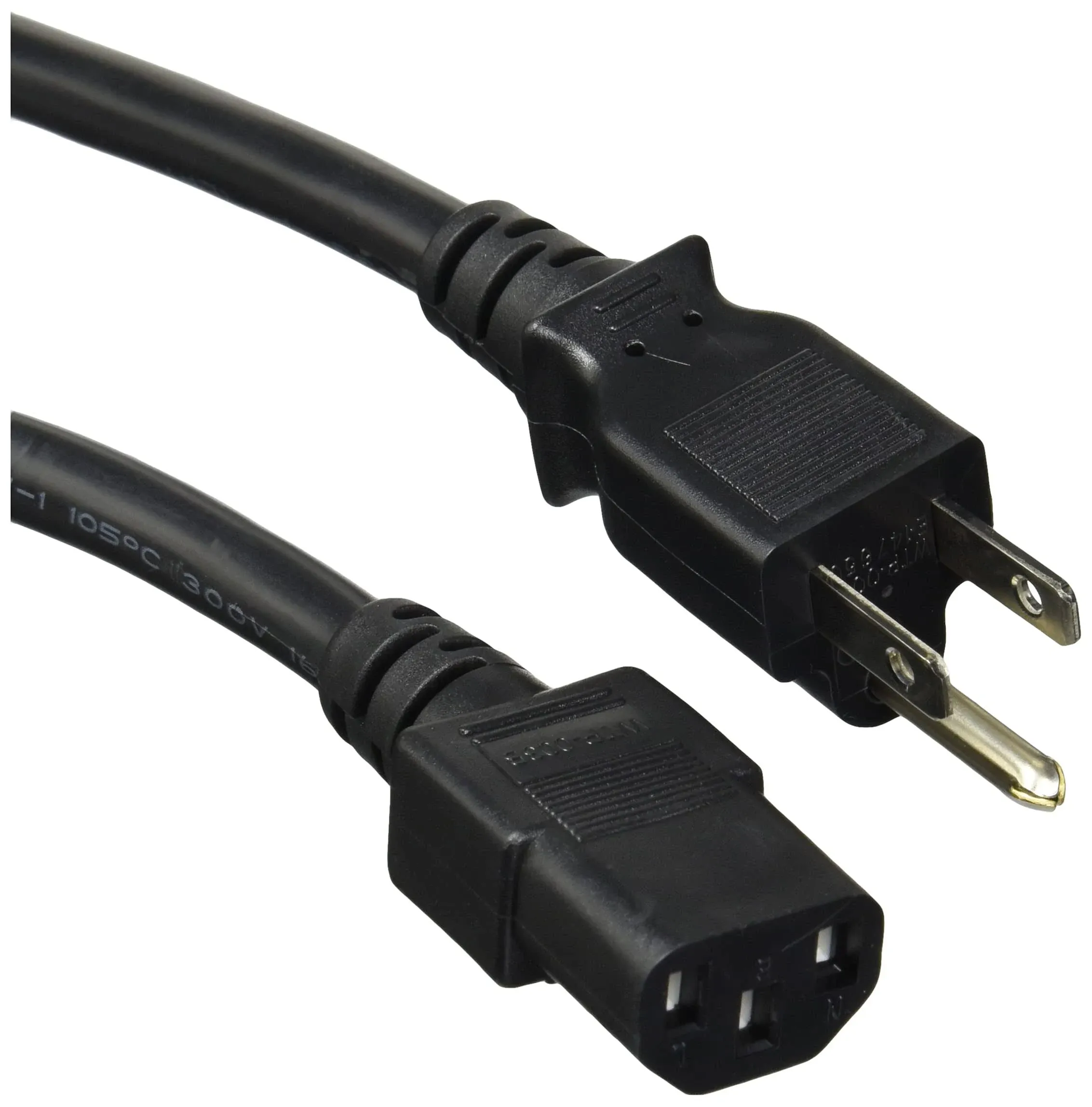 Monoprice 3-Prong Power Cord - 3 Feet - Black (6-Pack) NEMA 5-15P to IEC 60320 C13, 16AWG, 13A, Works With Most Pcs, Monitors, Scanners, and Printers