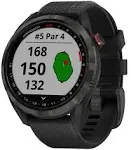 Garmin Approach S42 GPS Golf Smartwatch Ceramic Bezel and Black Silicone Band