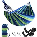 Anyoo Cotton Hammock Comfortable Fabric with Tree-Friendly Straps, Durable Portable Hammock with Travel Bag,Perfect for Garden Camping Outdoor/Indoor