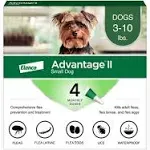 Advantage II for Dogs 3-10 lbs Green 4pk-4 Month Supply Genuine USA EPA Approved