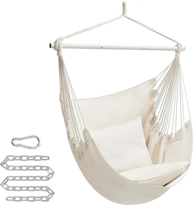 Hammock Chair with 2 Cushions Cream White