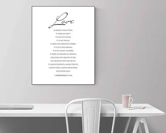 1 Corinthians 13:4-8 | Love Is Patient, Love Is Kind Art Print | Christian Art Print (11x14)