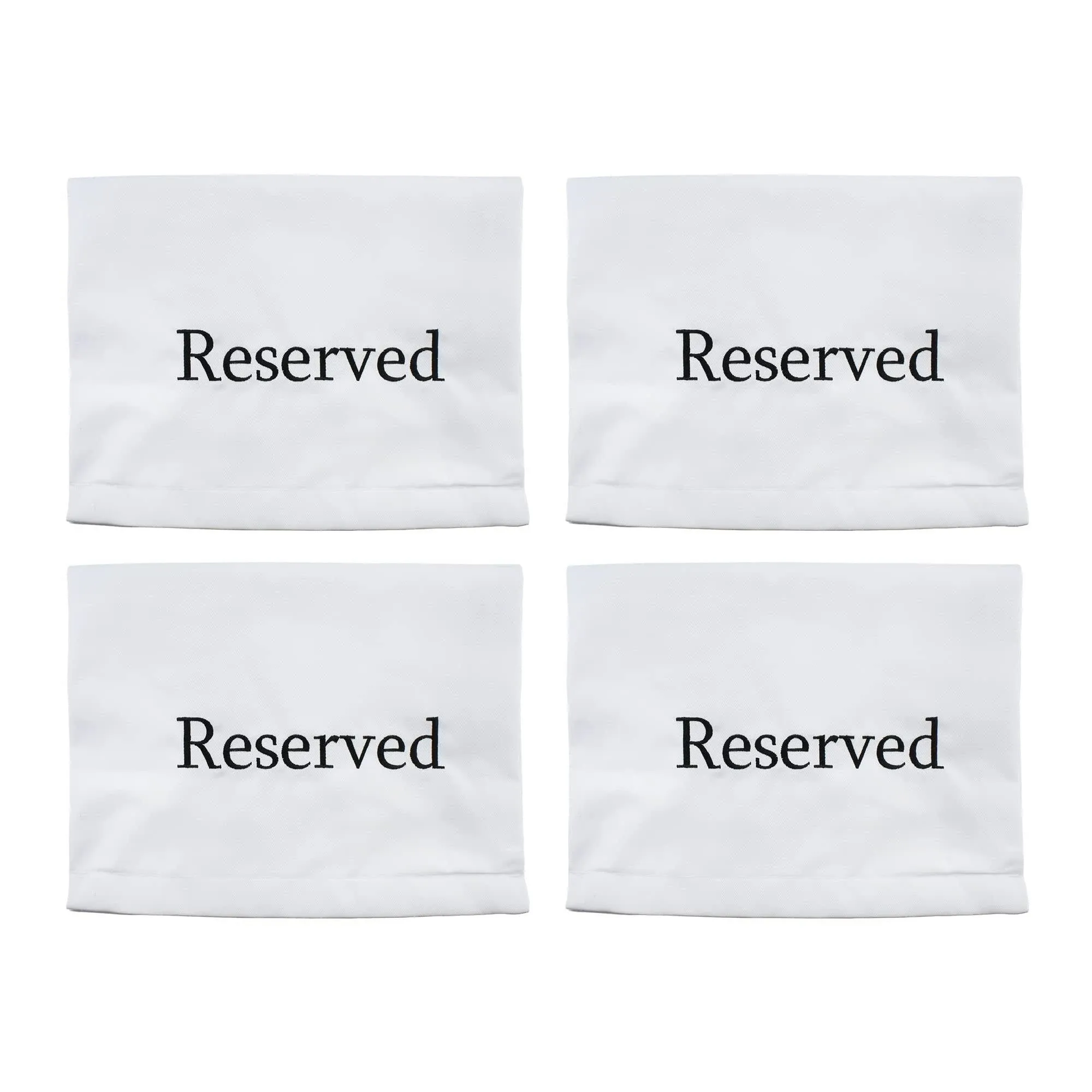 Darware Reserved Chair/Pew Cloths (4-Pack, White); Reserved Signs for Pews, Chairs, and Events