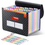 ThinkTex Accordion File Organizer, 12 Pockets Expanding File Folders, Portable Monthly Bill Receipt Organizer, Colorful Tabs, Letter/A4 Size