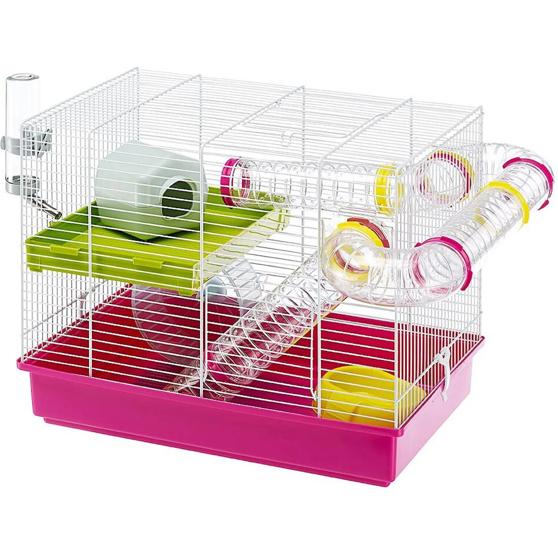 Ferplast Laura Hamster Cage with Play Tubes, Food Dish, Water Bottle, and Wheel