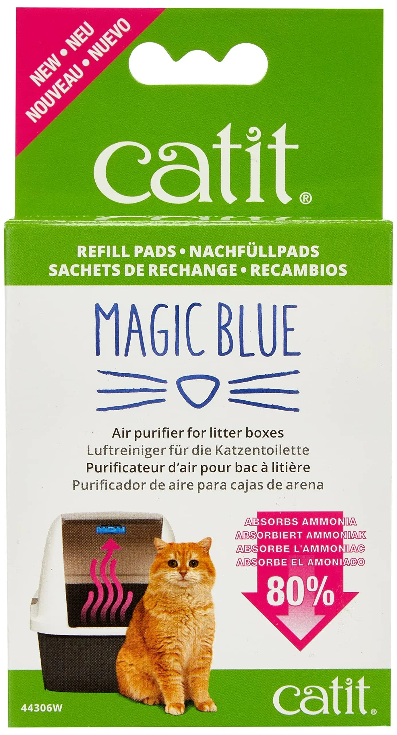 Catit Magic Blue Cat Litter Box Air Purifier, Refill Pads