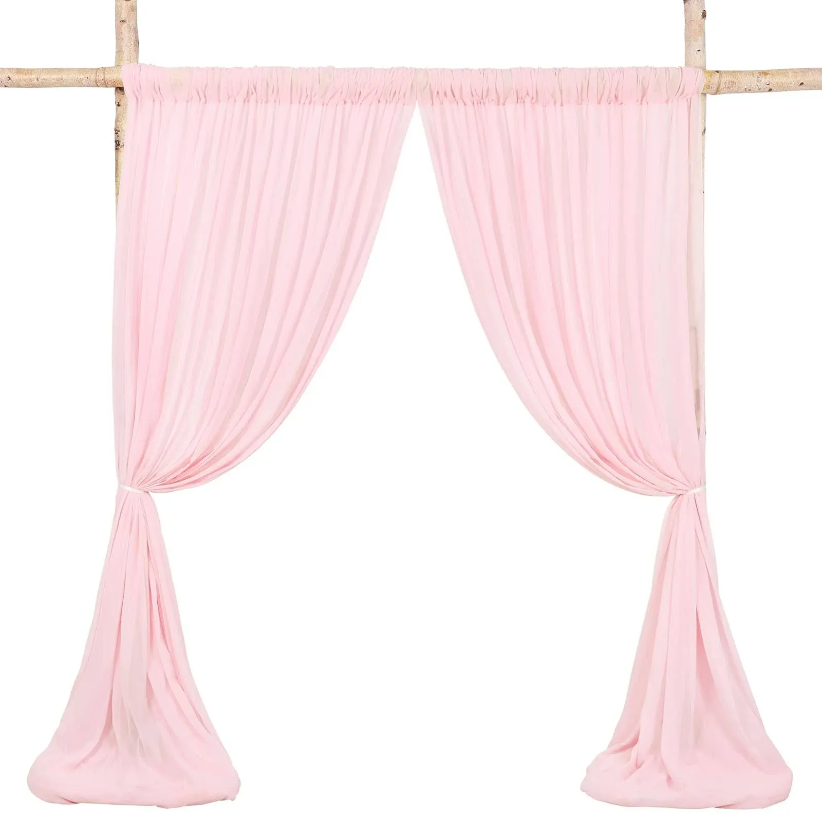 Sheer Curtain Drapes 10ft x 8ft Pink Chiffon Fabric Backdrop Drapes Curtain for Wedding Arch Party Window Decoration