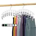 Volnamal Legging Organizer for Closet, Metal Yoga Pants Hanger w/Rubber Coated 2 Pack w/10 Clips Hold 20 Leggings, Hangers Space Saving Hanging