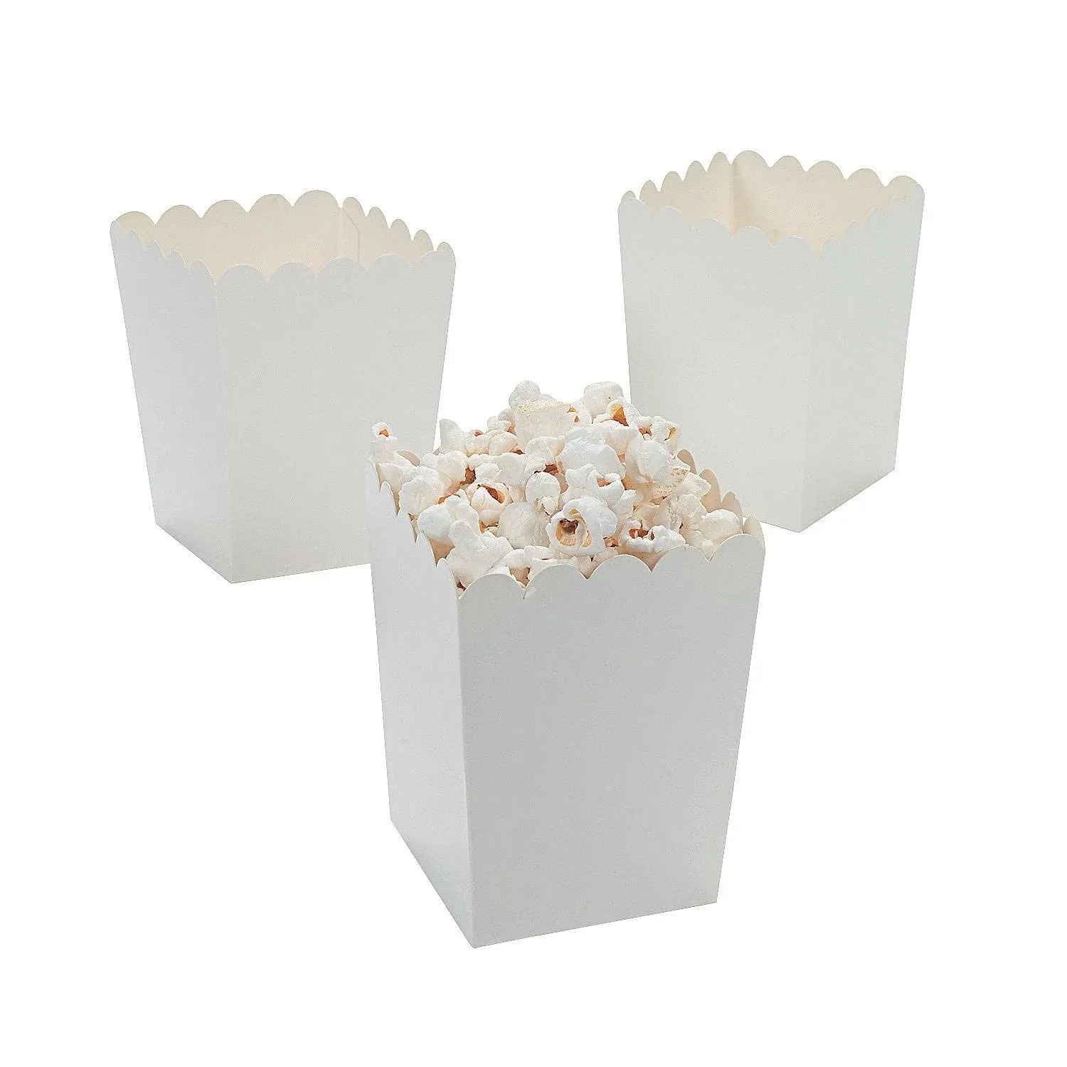 Mini Popcorn Favor Boxes WHITE birthday party Wedding Event baby shower 24 piece