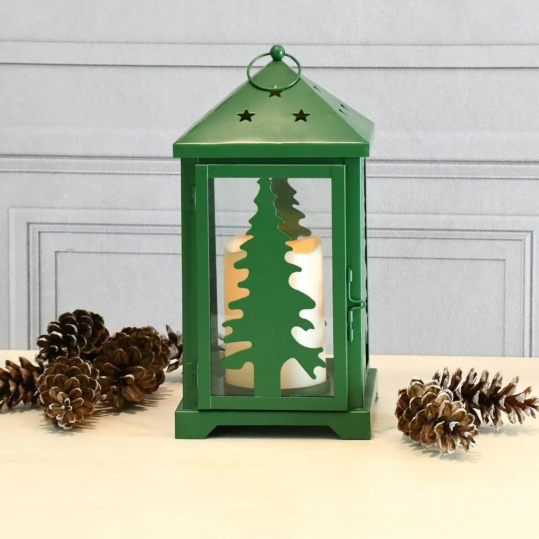 LumaBase Metal Lantern - Pine Tree