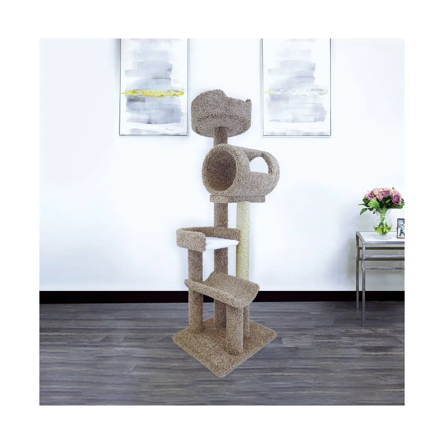 New Cat Condos 140003- Solid Wood Cat Climbing Tower Cat Tree