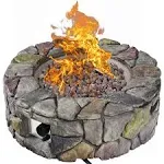 Gas Fire Pit, 28 inch 40,000 BTU Propane Fire Pit Outdoor, Grey